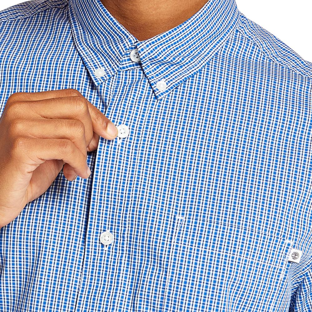 Camisa Masculino - Timberland Short-Sleeve Saco River Stretch - WUDXN1546 - Azuis